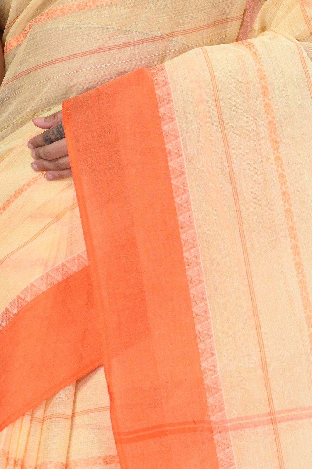 Orange Pure Cotton Boysko Tant Saree (427)